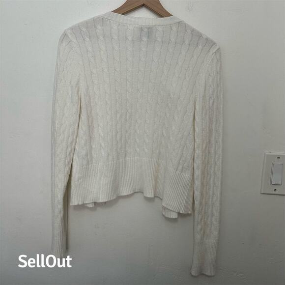 Pink Rose Women's XL Ivory Cable Knit Cardigan Sweater Long Sleeve - Picture 4 of 4